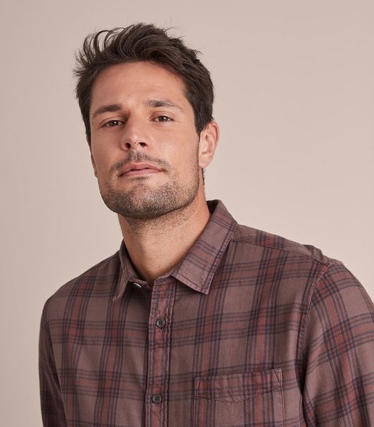 Long Sleeve Garment Dyed Check Shirt