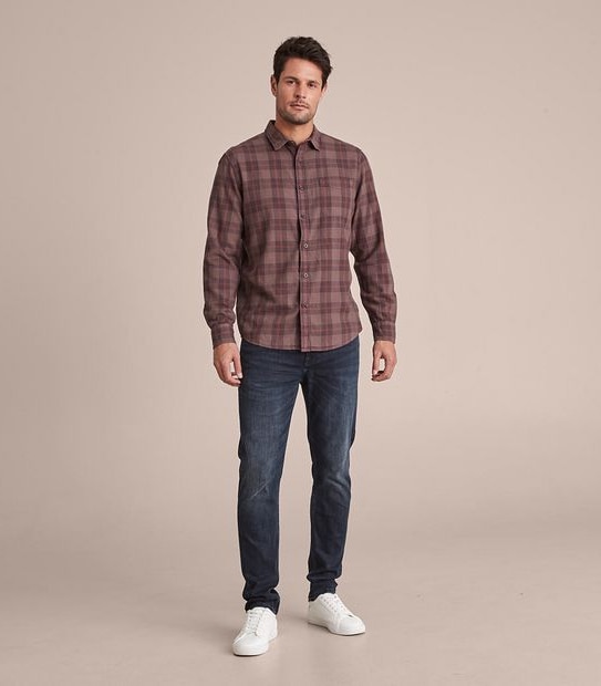 Long Sleeve Garment Dyed Check Shirt