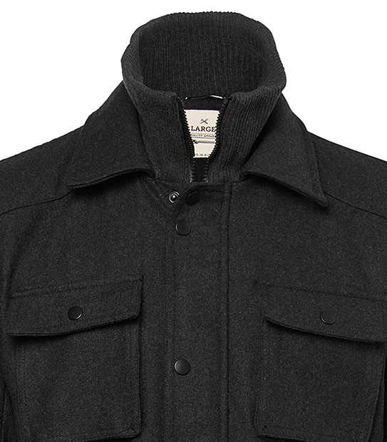 Wool Blend Utility Jacket - Charcoal