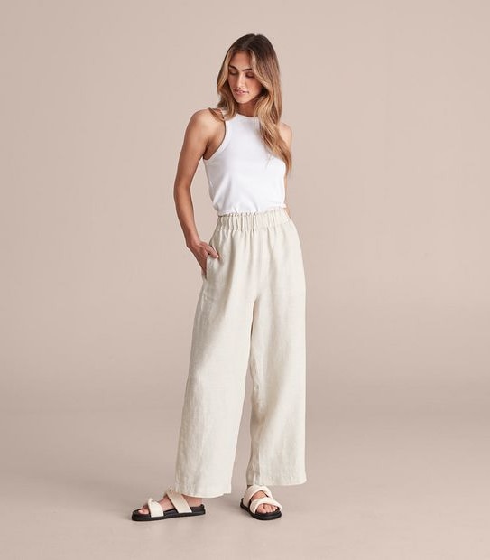 European Linen Wide Leg Pants