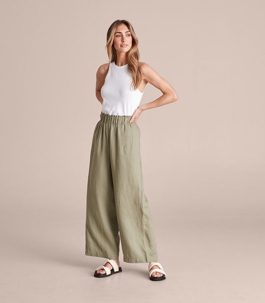 European Linen Wide Leg Pants