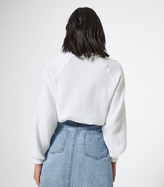 Piping Hot Long Kimono Sleeve Top - White