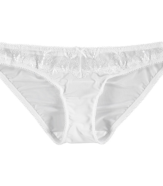 Anais Embroidered Bikini Briefs - Snow White