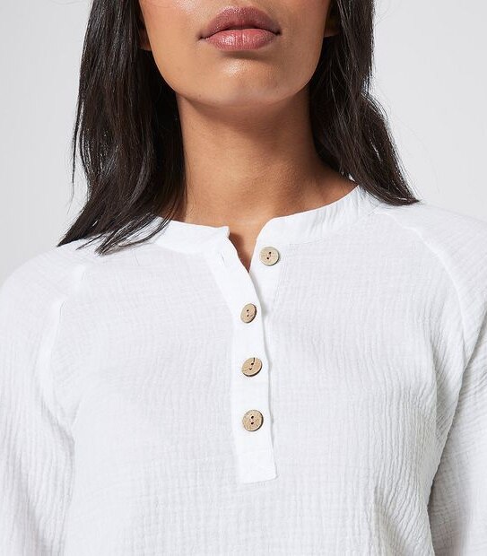 Piping Hot Long Kimono Sleeve Top - White