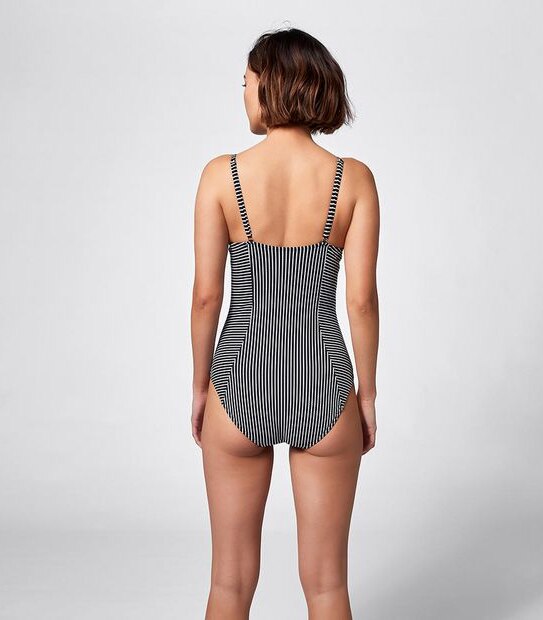Underwire One Piece Bathers - Black/White Chevron Stripe