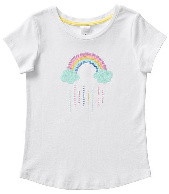 Short Sleeve Sequin Rainbow T-Shirt