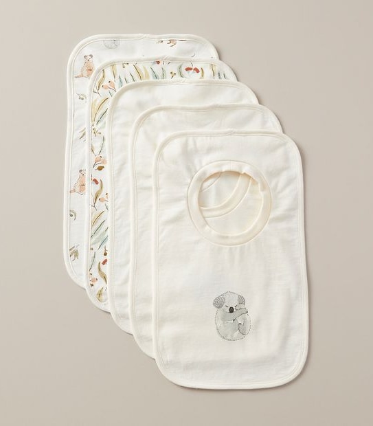 5 Pack bub. Organic Cotton Popover Bibs