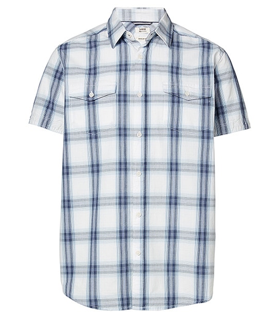 Men's Regular Fit Short Sleeved Check Shirt - White