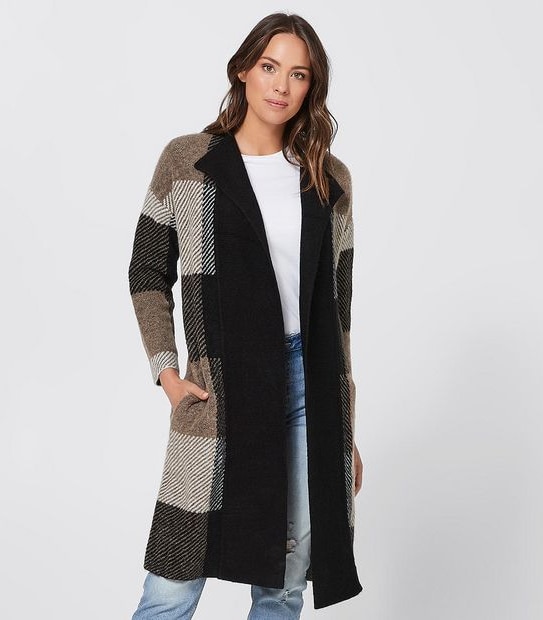 Maxi Edge-To-Edge Cardigan - Camel Check | Target Australia