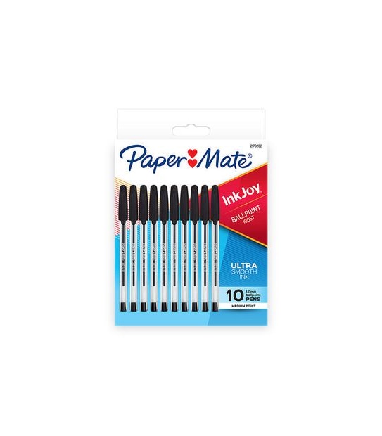 Paper Mate InkJoy 100ST Capped Ballpoint Pen Black - Pack of 10