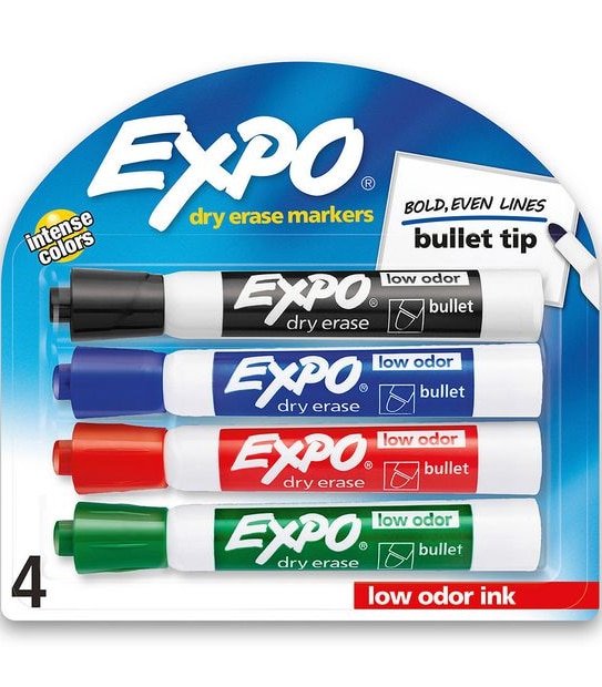 Expo Dry Erase Whiteboard Marker Bullet Tip Business Assorted - Pack of 4