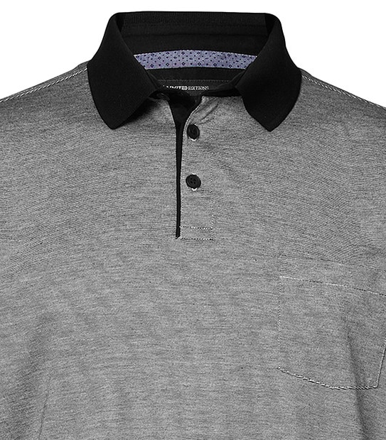 Men's Smart Slim Fit Polo - Light Grey Stripe