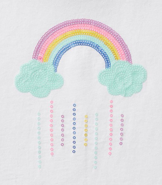 Short Sleeve Sequin Rainbow T-Shirt