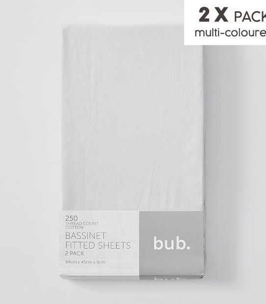 2 Pack Fitted Bassinette Sheets - Nordic