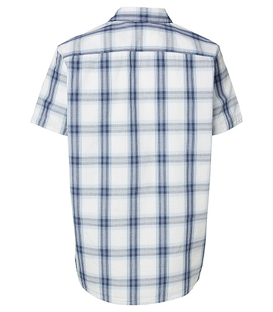 Men's Regular Fit Short Sleeved Check Shirt - White
