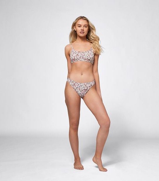 Lily Loves Shirred Ditsy Floral Bralette Swim Top
