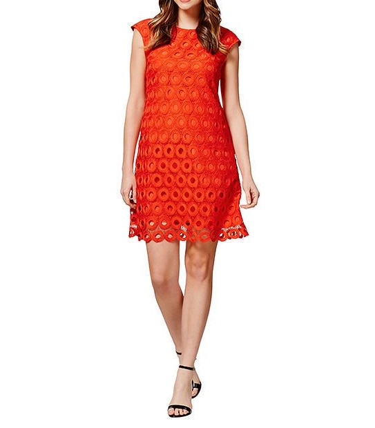 Lace Shift Dress - Orange