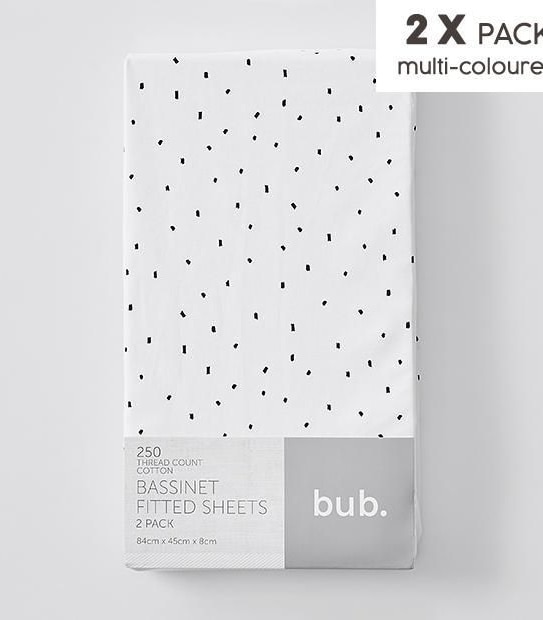 2 Pack Fitted Bassinette Sheets - Bunny