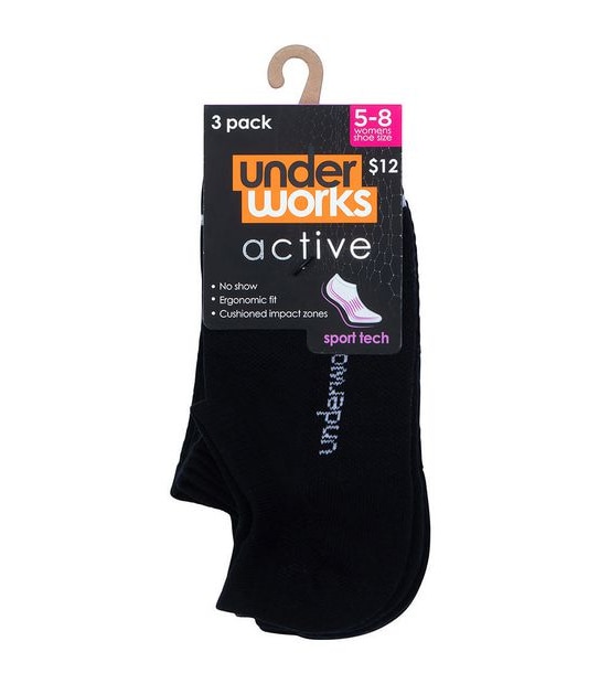 Underworks 3 pack No Show Sport Tech Socks