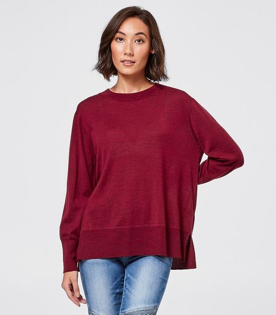 Merino Wool Crew Neck Jumper - Rhubarb Red Marle