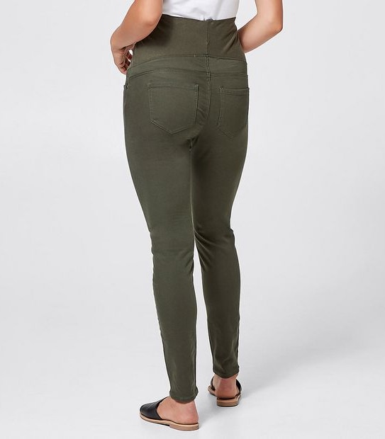 Maternity Over The Belly Drill Pants - Khaki Green