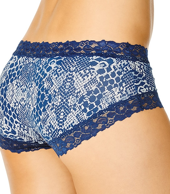 Micro Lace Boyleg Briefs - Navy Snake