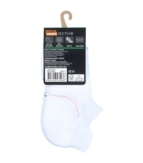 Underworks 3 Pack Perform No Show Heel Socks