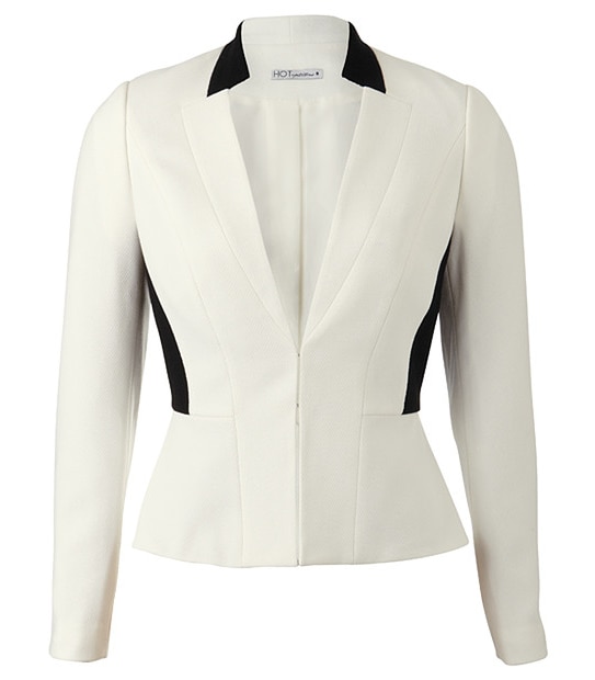 Hot Options Peplum Jacket - White + Black