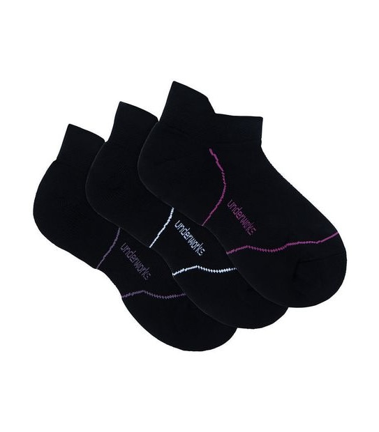 Underworks 3 Pack Perform No Show Heel Socks