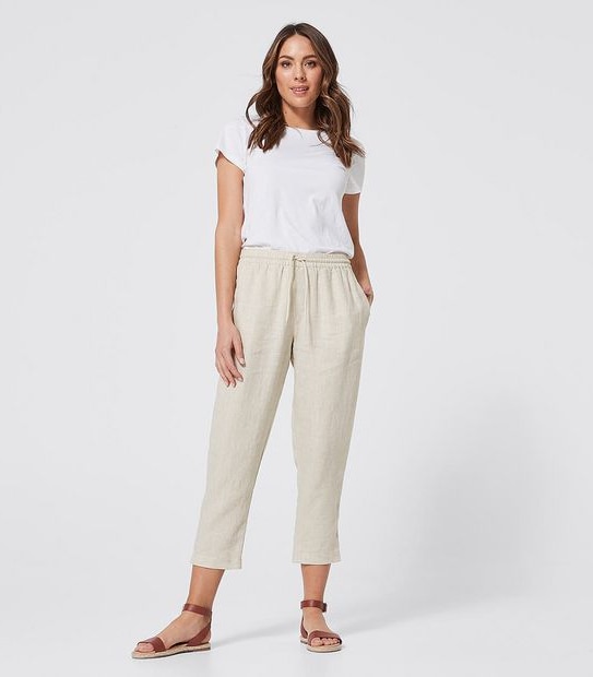 European Linen Jogger Pants - Natural