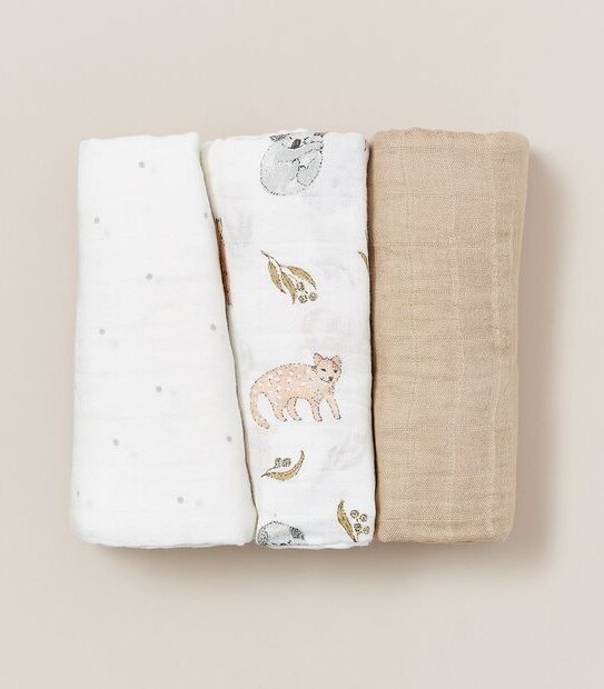 3 Pack bub. Bamboo Muslin Wraps