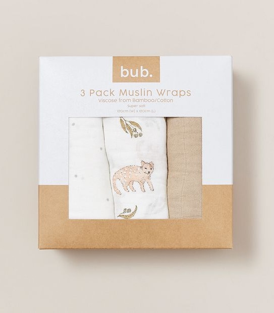 3 Pack bub. Bamboo Muslin Wraps