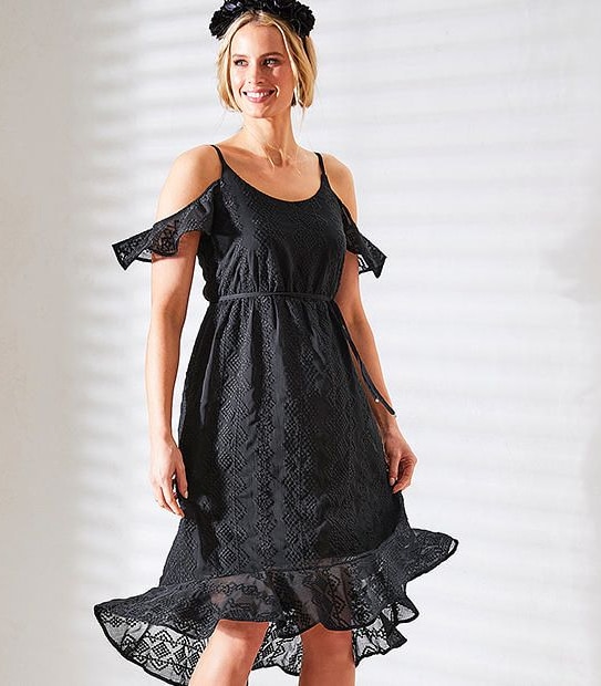 Cold Shoulder Dress - Black