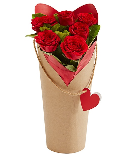 Fresh Red Roses 6 Stem Bouquet
