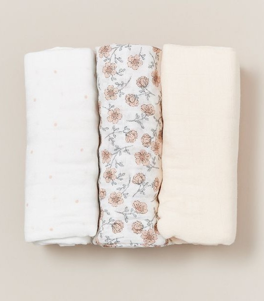 3 Pack bub. Bamboo Muslin Wraps