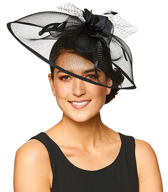 Natalie Crinoline Saucer Fascinator - Black