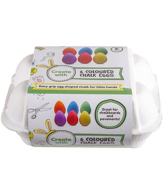 6 Pack Easter Chalk Eggs in Egg Carton