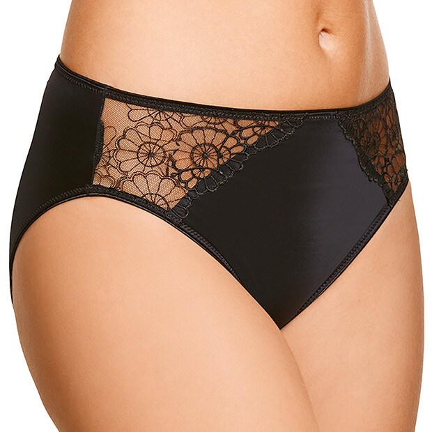 Embroidered High Cut Briefs - Black Embroidered High Cut Briefs - Black