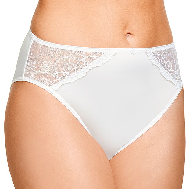 Embroidered High Cut Briefs - White Embroidered High Cut Briefs - White