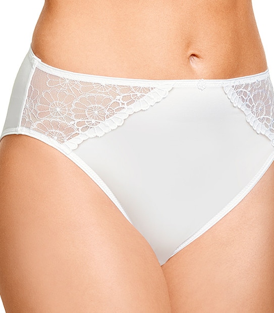 Embroidered High Cut Briefs - White