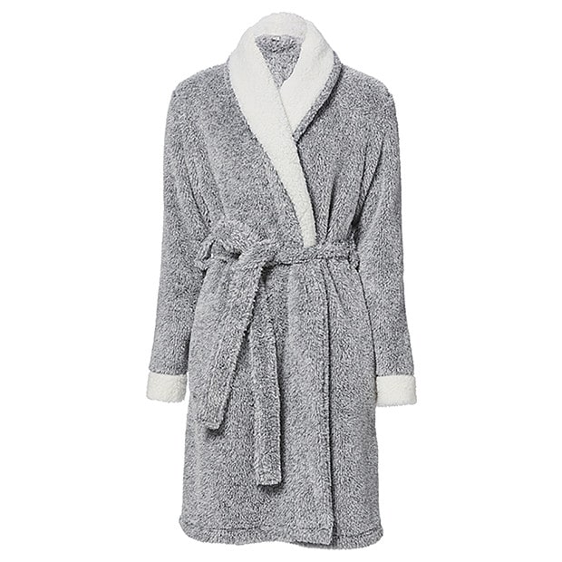 Sherpa Trim Short Fleecy Dressing Gown Sherpa Trim Short Fleecy Dressing Gown