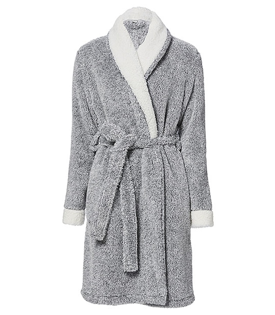 Sherpa Trim Short Fleecy Dressing Gown