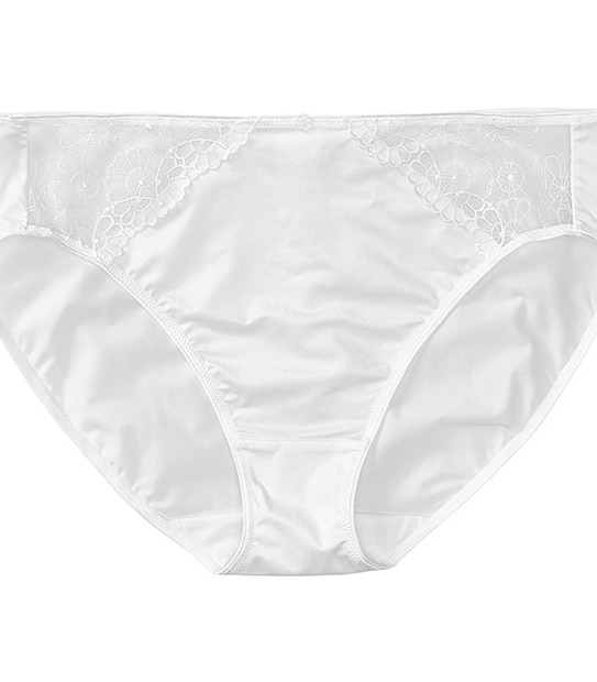 Embroidered High Cut Briefs - White