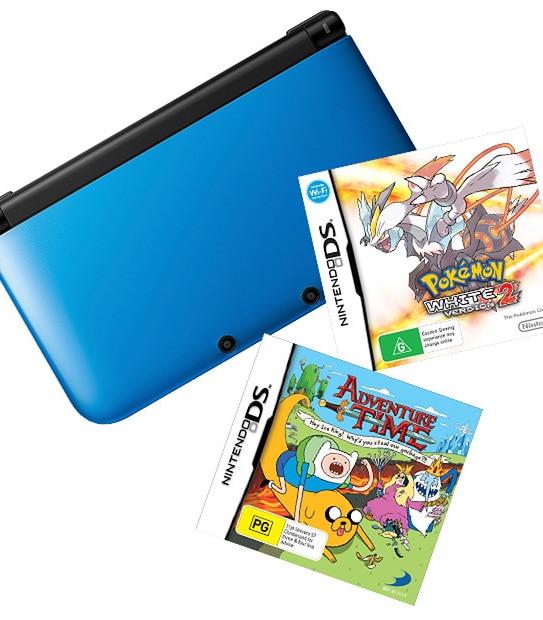 Nintendo 3DS XL Console + Adventure Time: Hey Ice King! Why'd You Steal Our Garbage?! + Pokémon White Version 2 DS Games Bundle