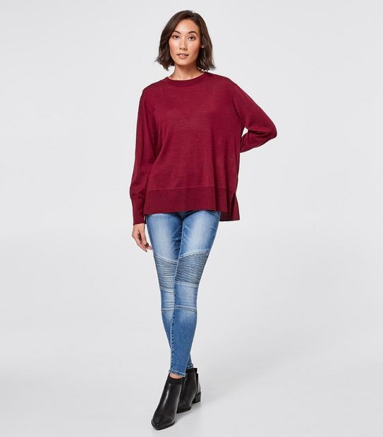 Merino Wool Crew Neck Jumper - Rhubarb Red Marle