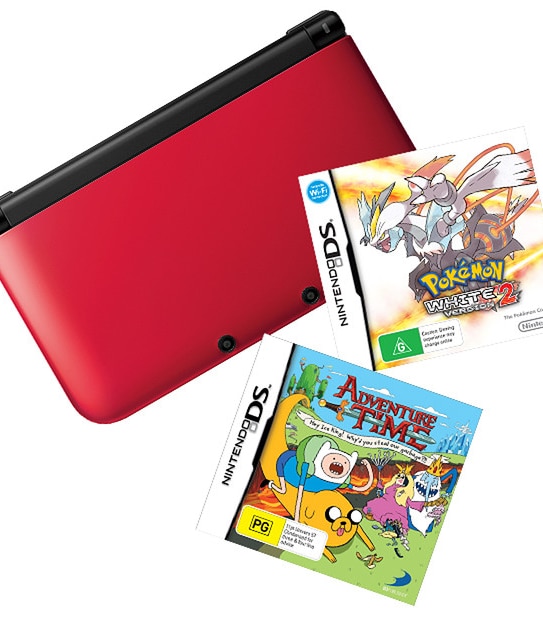 Nintendo 3DS XL Console + Adventure Time: Hey Ice King! Why'd You Steal Our Garbage?! + Pokémon White Version 2 DS Games Bundle
