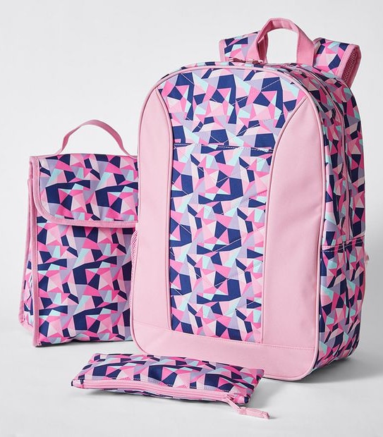 Kids Geometric Print Backpack - Pink