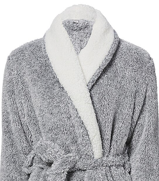 Sherpa Trim Short Fleecy Dressing Gown