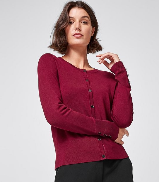 Preview Crew Neck Cardigan - Red