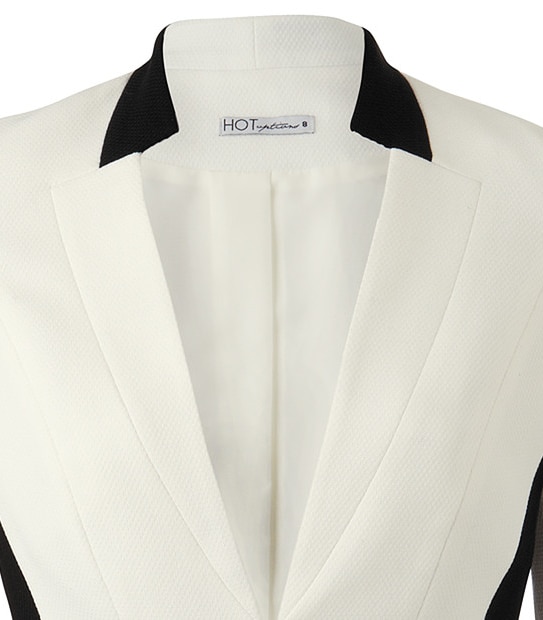 Hot Options Peplum Jacket - White + Black